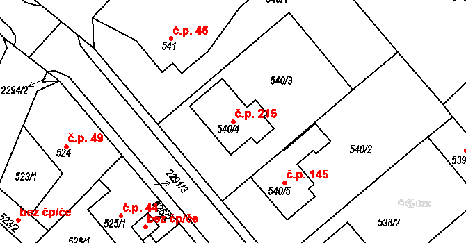 Malé Předměstí 215, Horšovský Týn na parcele st. 540/4 v KÚ Horšovský Týn, Katastrální mapa