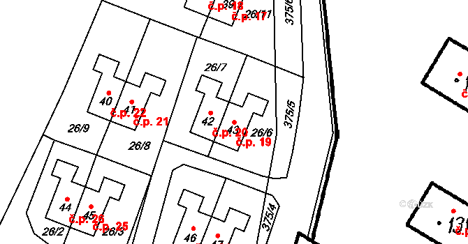 Krukanice 19, Pernarec na parcele st. 43 v KÚ Krukanice, Katastrální mapa