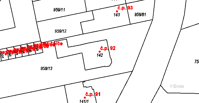 Velká Ledhuje 92, Police nad Metují na parcele st. 142 v KÚ Velká Ledhuje, Katastrální mapa