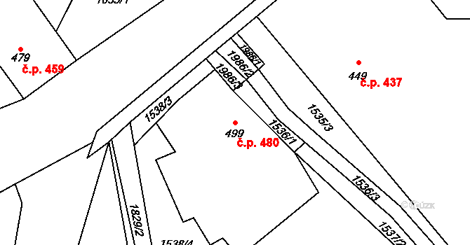 Sezemice 480 na parcele st. 499 v KÚ Sezemice nad Loučnou, Katastrální mapa