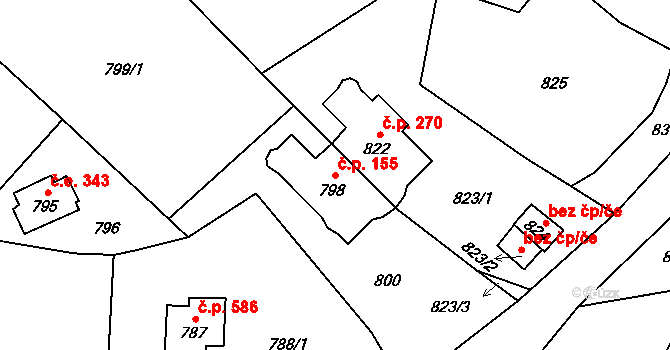 Jedovnice 155 na parcele st. 798 v KÚ Jedovnice, Katastrální mapa