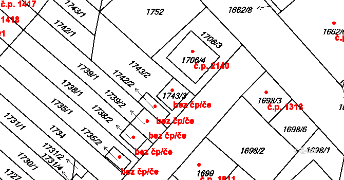 Louny 80007589 na parcele st. 1743/3 v KÚ Louny, Katastrální mapa