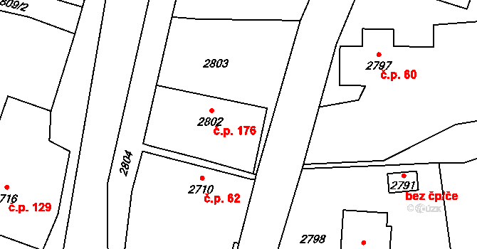 Bravantice 176 na parcele st. 2802 v KÚ Bravantice, Katastrální mapa
