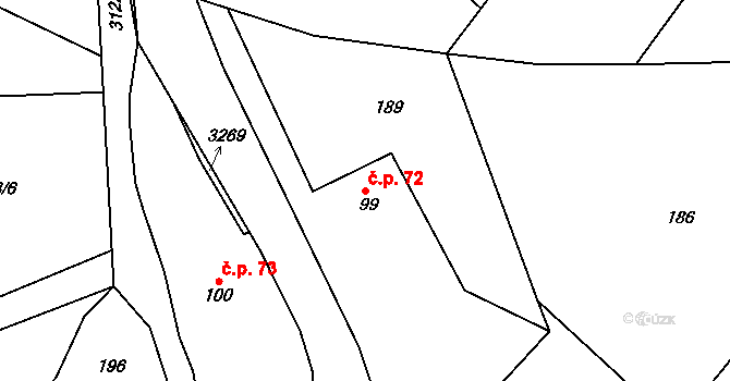 Lukavec 72, Fulnek na parcele st. 99 v KÚ Lukavec u Bílovce, Katastrální mapa