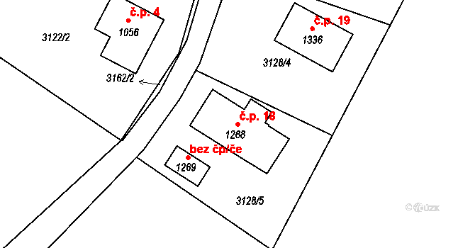 Rančice 18, Kamenný Újezd na parcele st. 1268 v KÚ Kamenný Újezd, Katastrální mapa