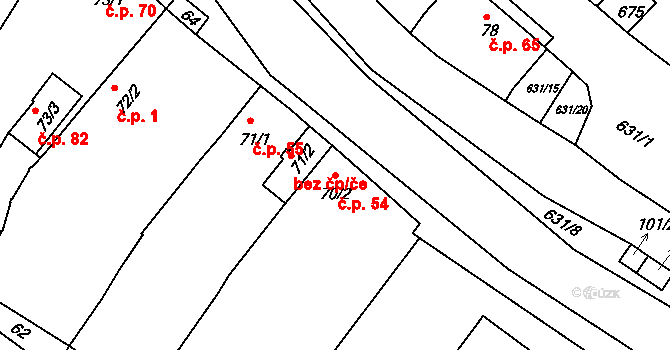 Hnojnice 54, Libčeves na parcele st. 70/2 v KÚ Hnojnice, Katastrální mapa