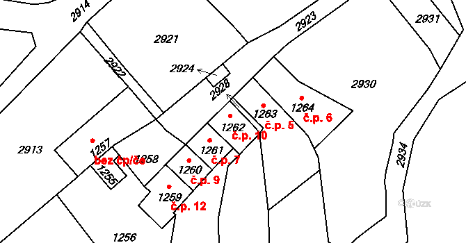 Chotěměřice t. Pančava 10, Zbraslavice na parcele st. 1262 v KÚ Zbraslavice, Katastrální mapa