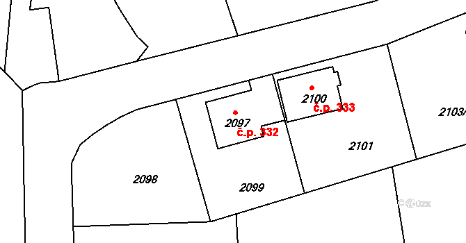 Šipší 332, Kutná Hora na parcele st. 2097 v KÚ Kutná Hora, Katastrální mapa