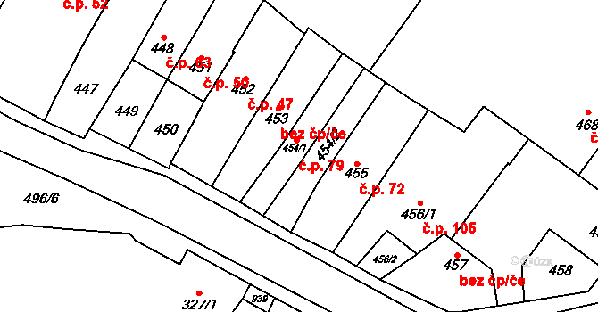 Babice u Rosic 79 na parcele st. 454/1 v KÚ Babice u Rosic, Katastrální mapa