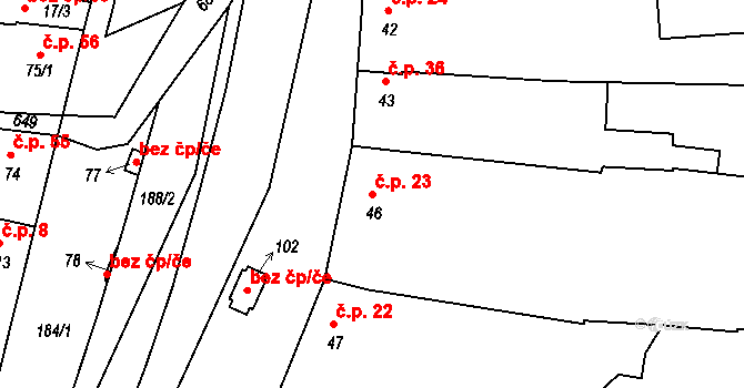 Bojanovice 23, Zlobice na parcele st. 46 v KÚ Bojanovice u Zlobic, Katastrální mapa