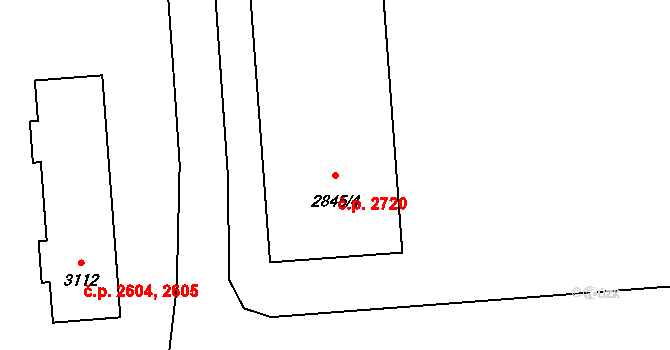 Kročehlavy 2720, Kladno na parcele st. 2845/4 v KÚ Kročehlavy, Katastrální mapa