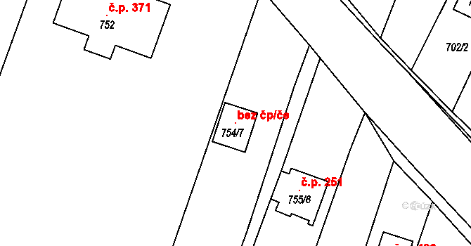 Tetčice 144387590 na parcele st. 754/7 v KÚ Tetčice, Katastrální mapa
