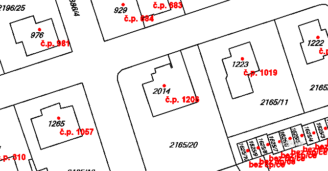 Lomnice nad Popelkou 1206 na parcele st. 2014 v KÚ Lomnice nad Popelkou, Katastrální mapa