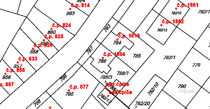 Tachov 1304 na parcele st. 786 v KÚ Tachov, Katastrální mapa