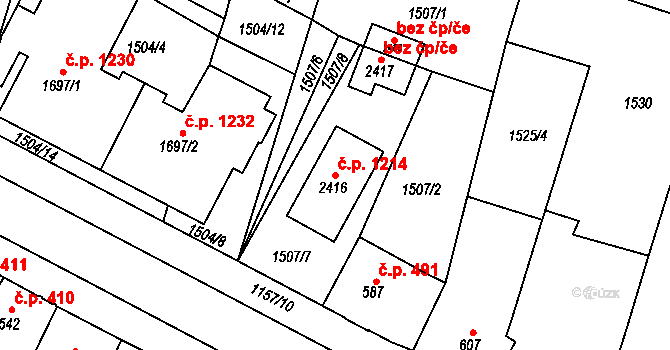Třebechovice pod Orebem 1214 na parcele st. 2416 v KÚ Třebechovice pod Orebem, Katastrální mapa