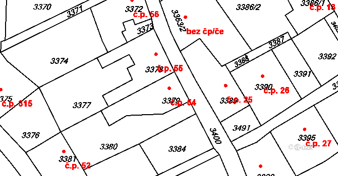 Mimoň I 54, Mimoň na parcele st. 3379 v KÚ Mimoň, Katastrální mapa