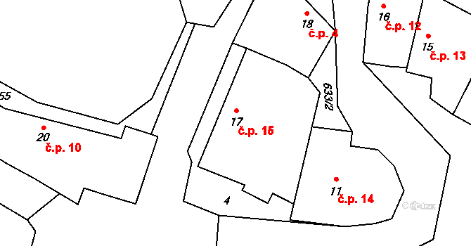 Sokolí 15, Třebíč na parcele st. 17 v KÚ Sokolí, Katastrální mapa