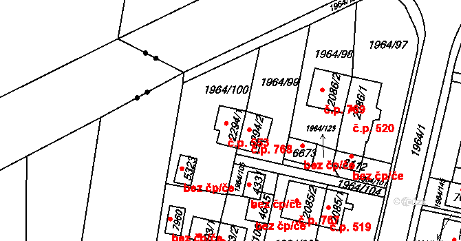 Borovina 553, Třebíč na parcele st. 2294/1 v KÚ Třebíč, Katastrální mapa