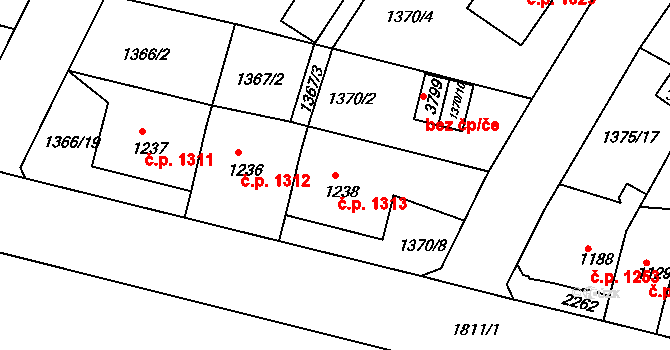 Předměstí 1313, Svitavy na parcele st. 1238 v KÚ Svitavy-předměstí, Katastrální mapa