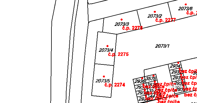 Břeclav 2275 na parcele st. 2073/4 v KÚ Břeclav, Katastrální mapa