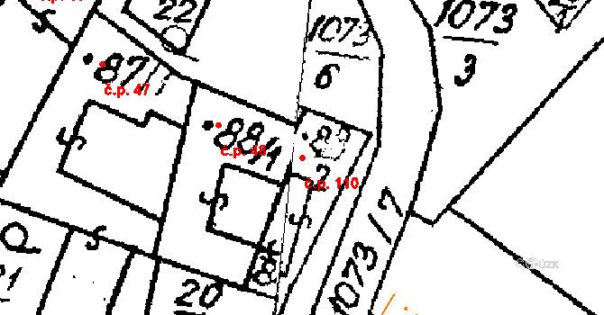 Šebetov 110 na parcele st. 88/2 v KÚ Šebetov, Katastrální mapa
