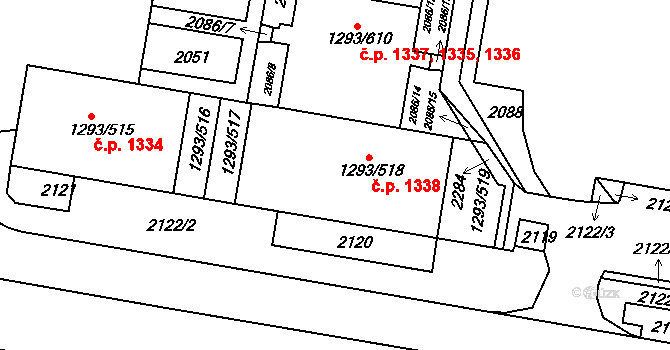Řepy 1338, Praha na parcele st. 1293/518 v KÚ Řepy, Katastrální mapa