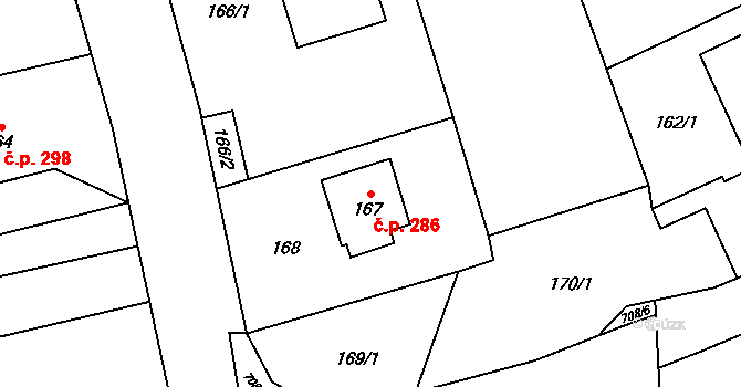 Chotěbuz 286 na parcele st. 167 v KÚ Zpupná Lhota, Katastrální mapa