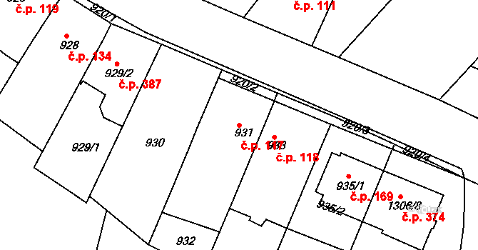 Ochoz u Brna 117 na parcele st. 931 v KÚ Ochoz u Brna, Katastrální mapa
