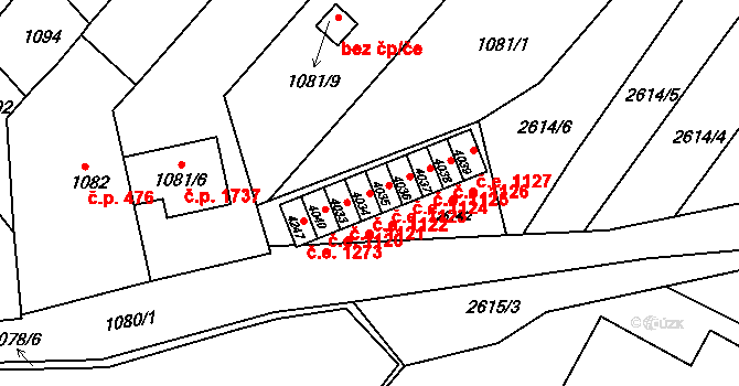 Kuřim 1122 na parcele st. 4034 v KÚ Kuřim, Katastrální mapa