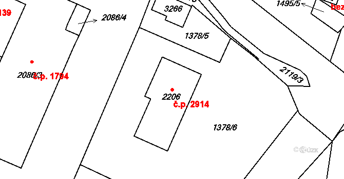 Šumperk 2914 na parcele st. 2206 v KÚ Šumperk, Katastrální mapa