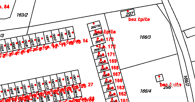Loučná 171, Lom na parcele st. 260/16 v KÚ Loučná u Lomu, Katastrální mapa