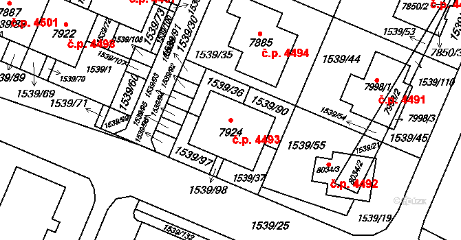 Kroměříž 4493 na parcele st. 7924 v KÚ Kroměříž, Katastrální mapa