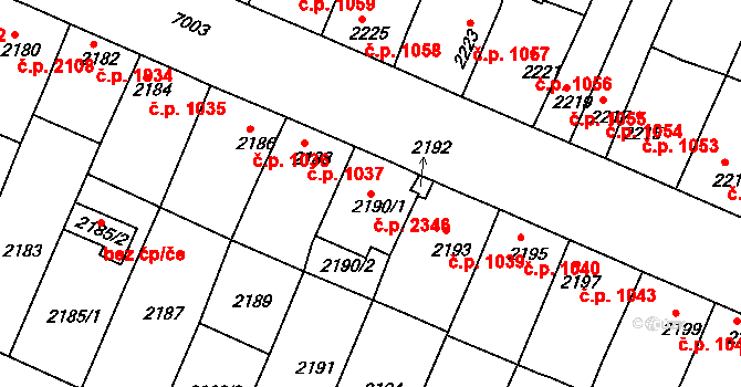 Boskovice 2346 na parcele st. 2190/1 v KÚ Boskovice, Katastrální mapa