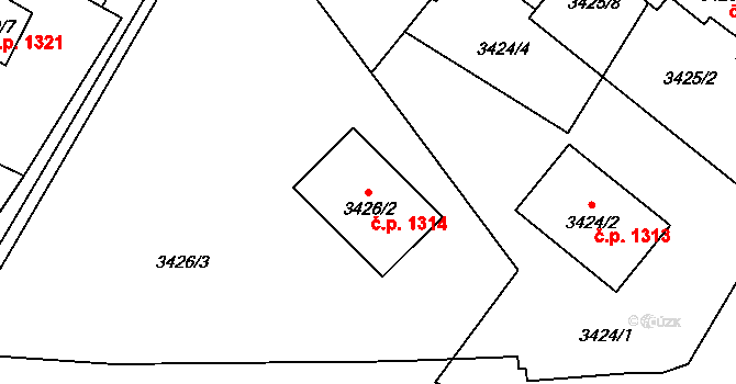 Bruntál 1314 na parcele st. 3426/2 v KÚ Bruntál-město, Katastrální mapa