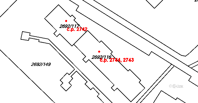 Varnsdorf 2743,2744 na parcele st. 2692/116 v KÚ Varnsdorf, Katastrální mapa