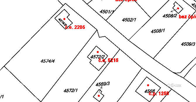 Předměstí 5215, Litoměřice na parcele st. 4572/2 v KÚ Litoměřice, Katastrální mapa