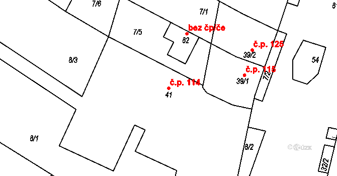Šardičky 114, Kojátky na parcele st. 41 v KÚ Šardičky, Katastrální mapa