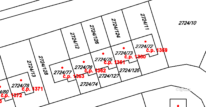Kylešovice 1361, Opava na parcele st. 2724/75 v KÚ Kylešovice, Katastrální mapa