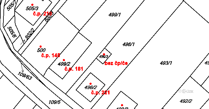 Královopolské Vážany 249, Rousínov na parcele st. 496/3 v KÚ Královopolské Vážany, Katastrální mapa