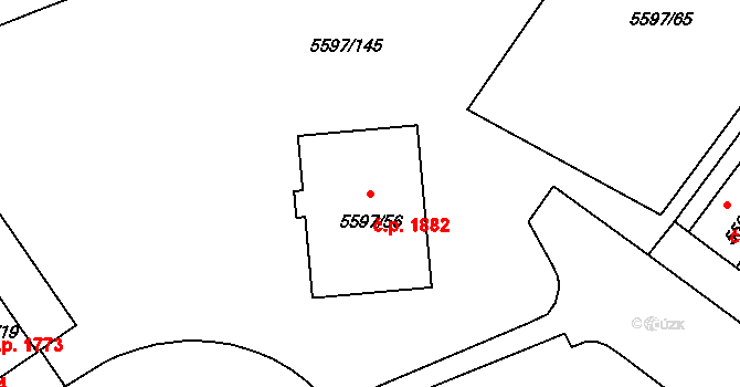 Velké Meziříčí 1882 na parcele st. 5597/56 v KÚ Velké Meziříčí, Katastrální mapa