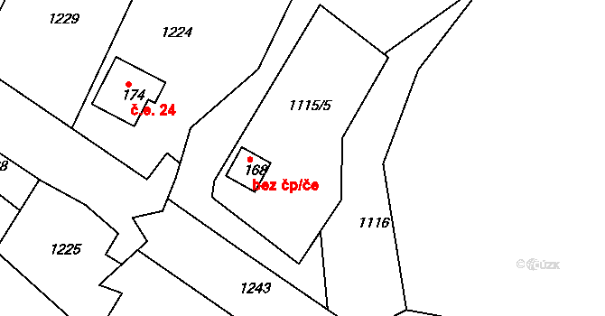 Železný Brod 38439590 na parcele st. 168 v KÚ Horská Kamenice, Katastrální mapa