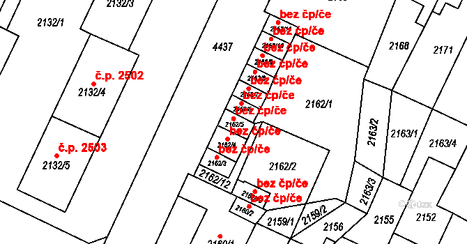 Teplice 39151590 na parcele st. 2162/5 v KÚ Teplice, Katastrální mapa