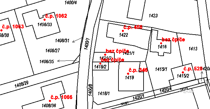 Karlík 39585590 na parcele st. 1421/2 v KÚ Karlík, Katastrální mapa