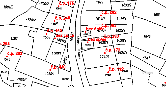 Oslavany 41922590 na parcele st. 1636/3 v KÚ Oslavany, Katastrální mapa
