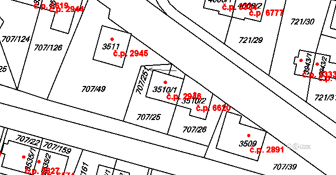 Zlín 2946 na parcele st. 3510/1 v KÚ Zlín, Katastrální mapa