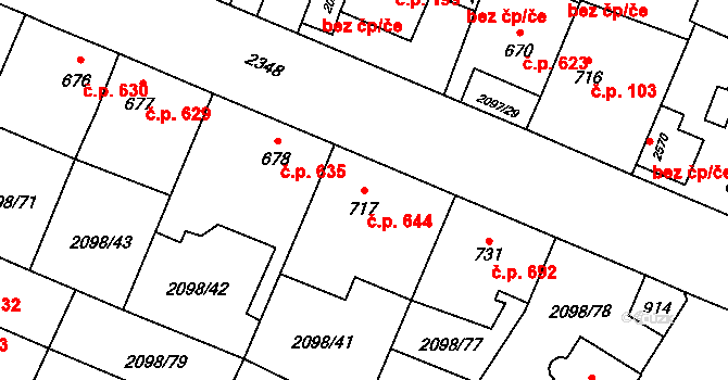 Kateřinky 644, Opava na parcele st. 717 v KÚ Kateřinky u Opavy, Katastrální mapa