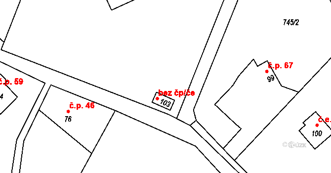 Chocerady 45376590 na parcele st. 103 v KÚ Vlkovec, Katastrální mapa