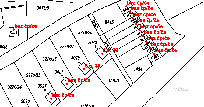 Dolní Předměstí 39, Polička na parcele st. 3030 v KÚ Polička, Katastrální mapa