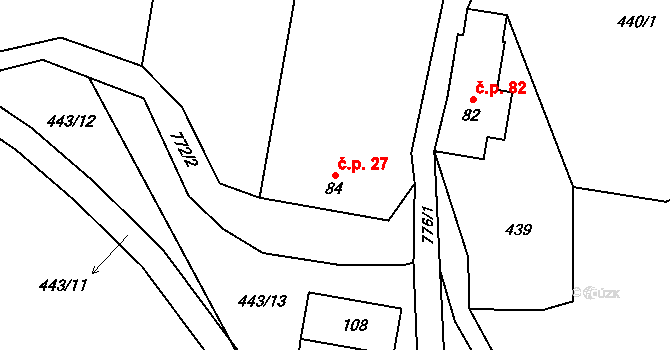 Štědrákova Lhota 27, Ruda nad Moravou na parcele st. 84 v KÚ Štědrákova Lhota, Katastrální mapa