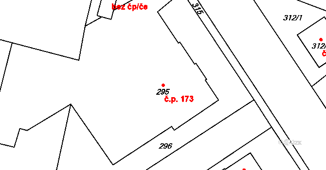 Chotíkov 173 na parcele st. 295 v KÚ Chotíkov, Katastrální mapa